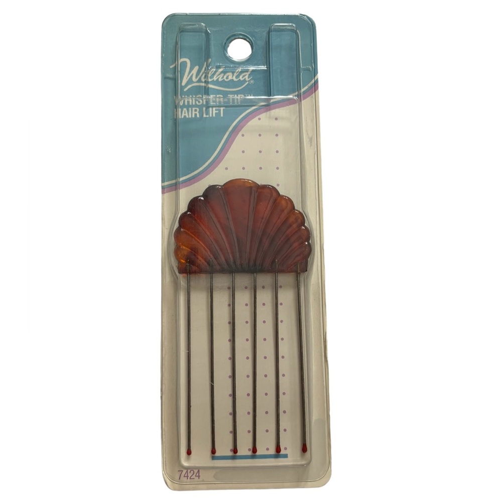 Vintage Wilhold Whisper-Tip Hair Lift Scalloped Shell Tortoise Hair Pick